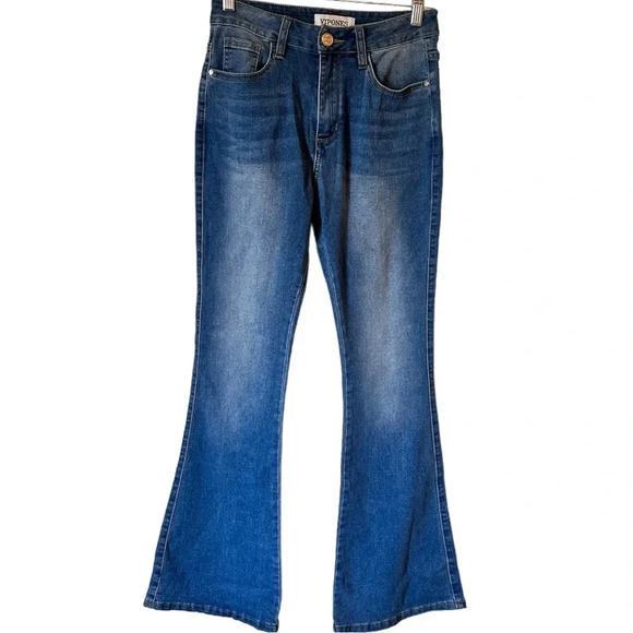 NWOT Women’s Bell Bottom Boot Cut High Waisted Stretch Blue Jeans Summer Fashion - Picture 1 of 9